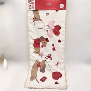 Love Decorative Table Runner Dachshund Doxie Hearts Valentine Day Tablecloth